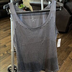 New York & Company Charcoal Studded Tank Top Large